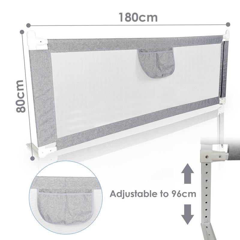Baby Bettgitter Kinderbettgitter Bettschutzgitter mit Vertikal anhebbar und Einhandbedienung zum Schutz vor Stürzen für Babys und Kinder - 180CM