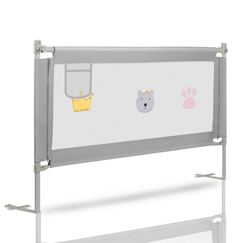 Bettgitter 180x70cm Bettschutzgitter Kinderbettgitter Babybettgitter Rausfallschutz für Bett Grau
