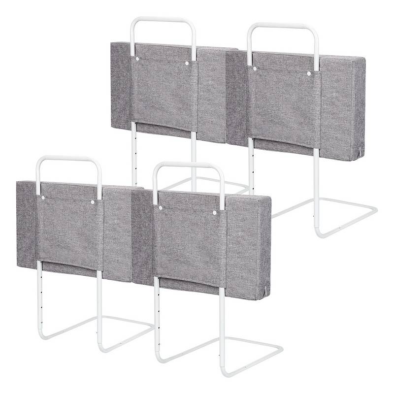 4X 50cm Rausfallschutz Kinderbettgitter Bettschutzgitter, Bettgitter, 5-Loch Höhenverstellbar , für Familienbett und Kinderbett(200cm, Leinen Grau)