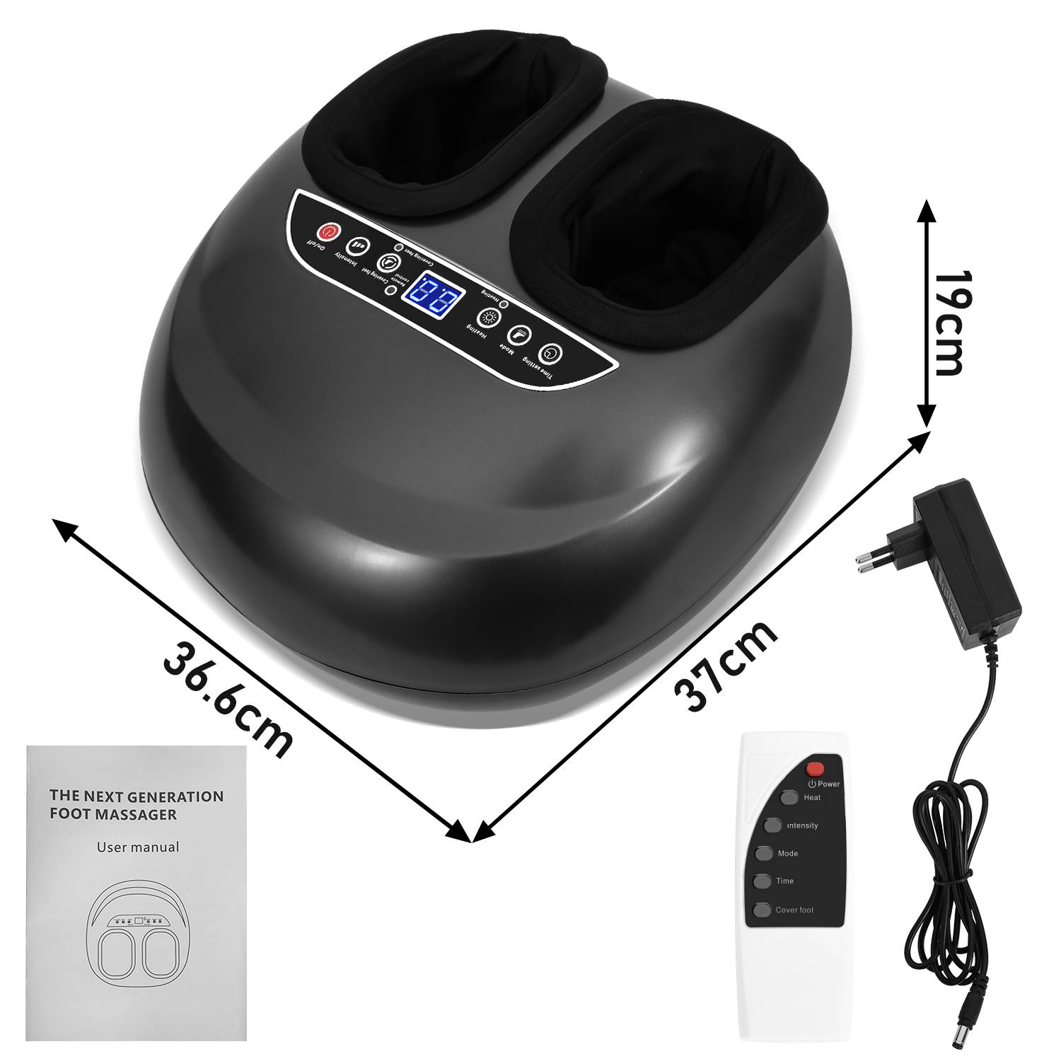Fußmassagegerät mit Wärme, Knetrollenmassage, Luftkompression und Zirkulation