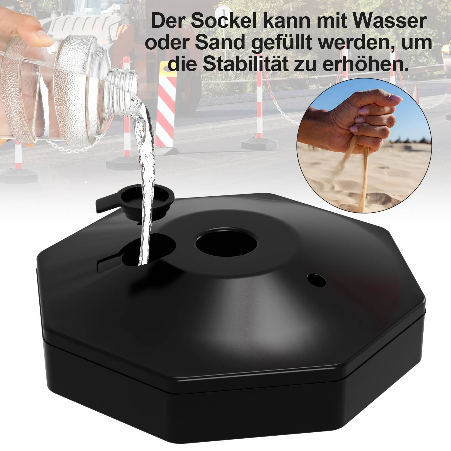 Absperrpfosten 2X Absperrbänder Warnpfosten Absperrbaken Einbetonieren Poller Kettenpfosten 1,4m