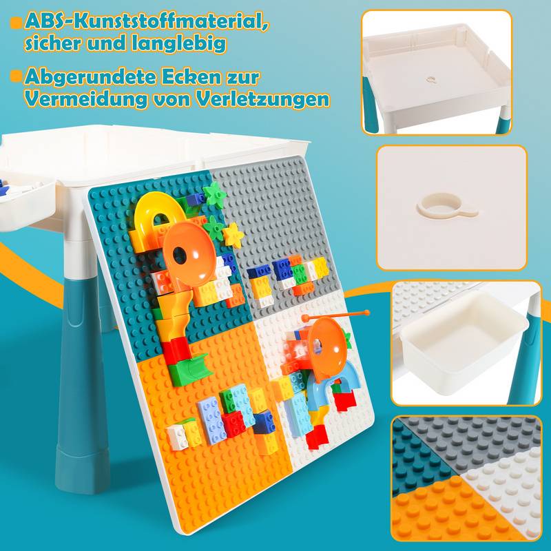 Kindersitzgruppe Mit 2 Stühle ,251 Stück Bausteine Kindertisch Kindermöbel set Kleinkind Spieltisch Mehrzweck Tabelle Zum