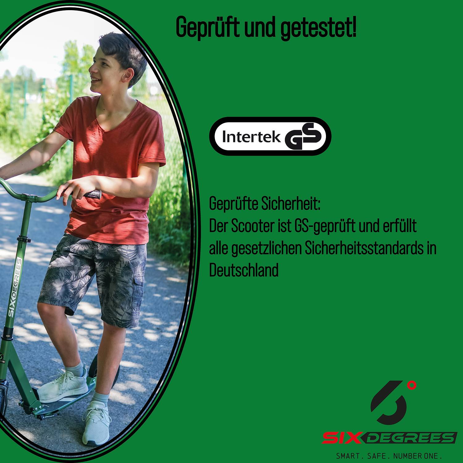 SIX DEGREES Aluminium Scooter All Terrain 300/205 mm olivgrün