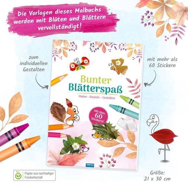 Trötsch Malbuch Bastelbuch Bunter Blätterspaß Wald Malen Basteln Gestalten