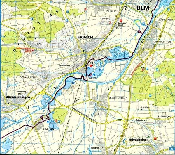 KOMPASS Fahrrad-Tourenkarte Donauradweg 1, von Donaueschingen nach Passau 1:50.000