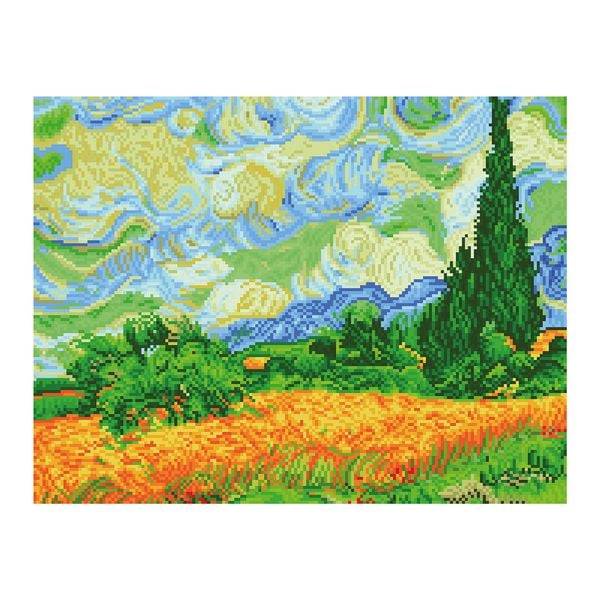 Diamond Dotz - Diamond Painting Weizenfeld mit Zypressen, Van Gogh