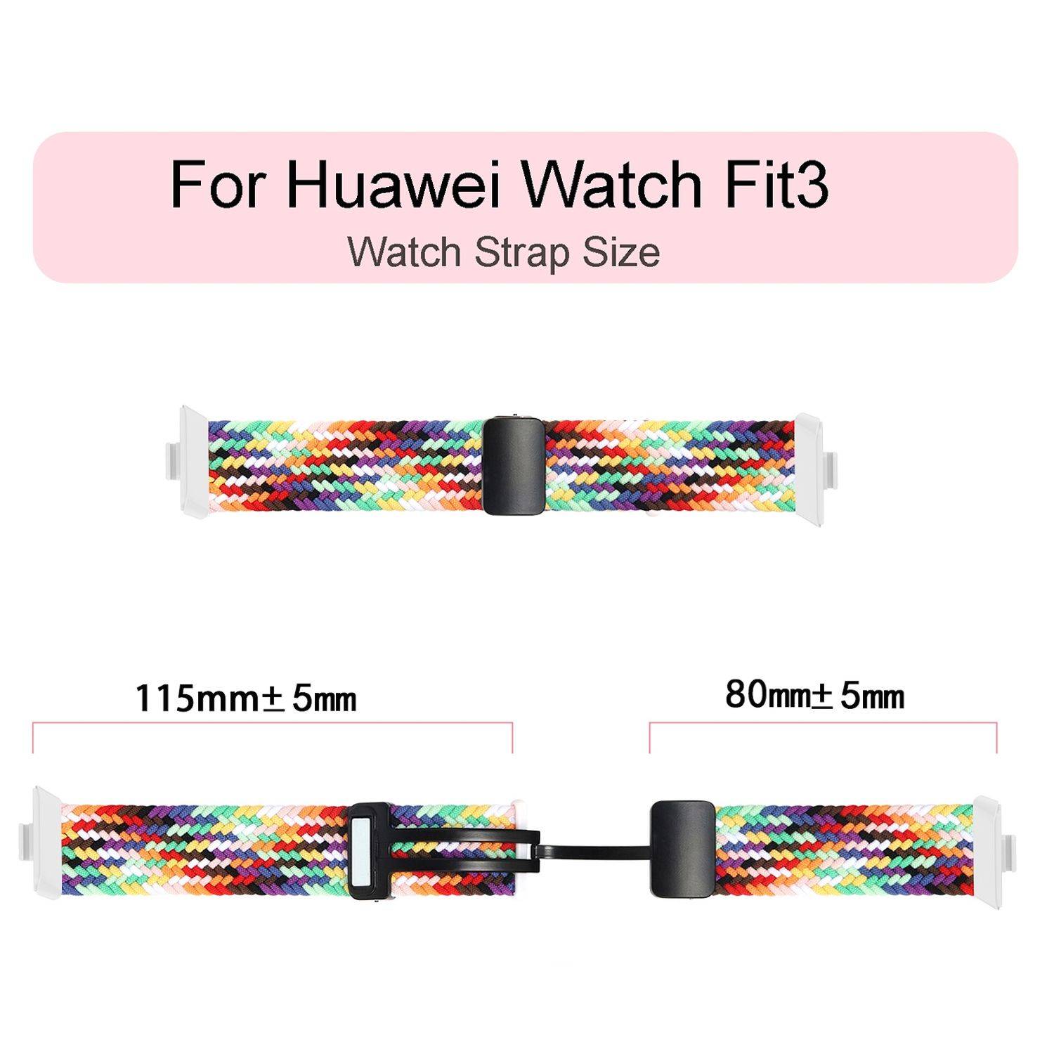 Für Huawei Watch Fit 3 Geflochten Sport Nylon Armband Smart Ersatz M10
