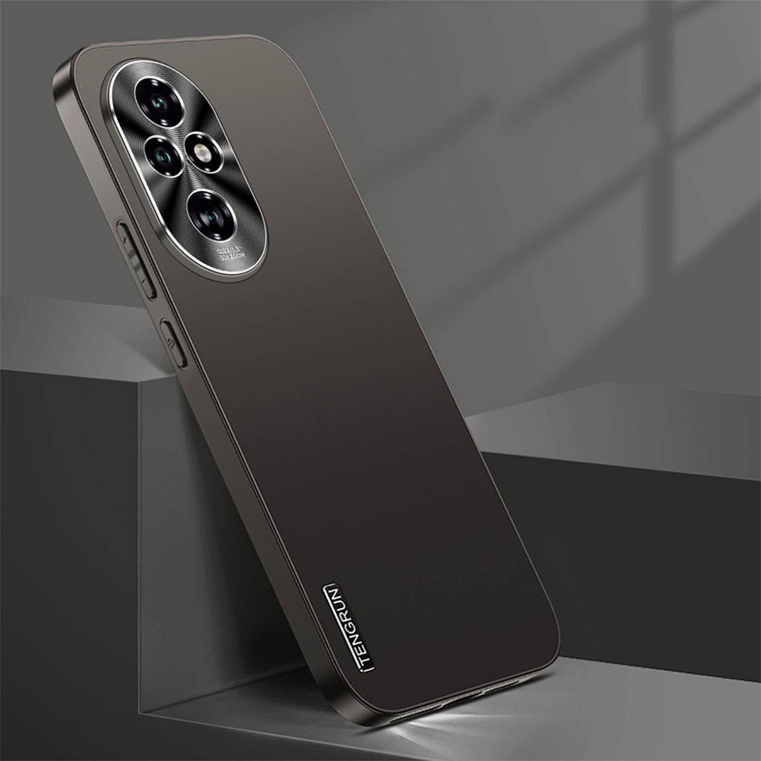 Für Honor 200 Pro Feinmattes Metall Design Handy Hülle Cover Schwarz