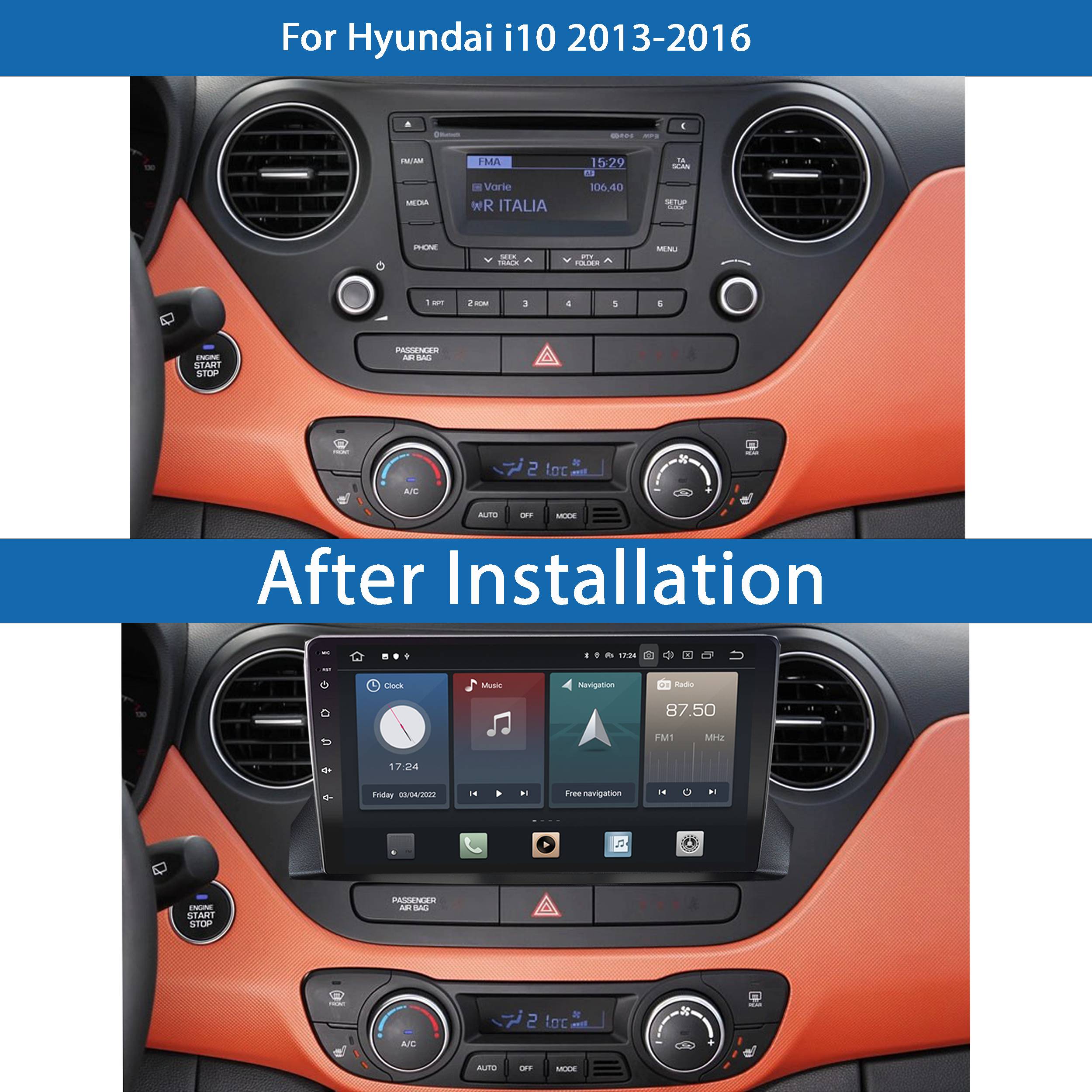 Für Hyundai i10 9" Touch Android Autoradio GPS Navi CarPlay