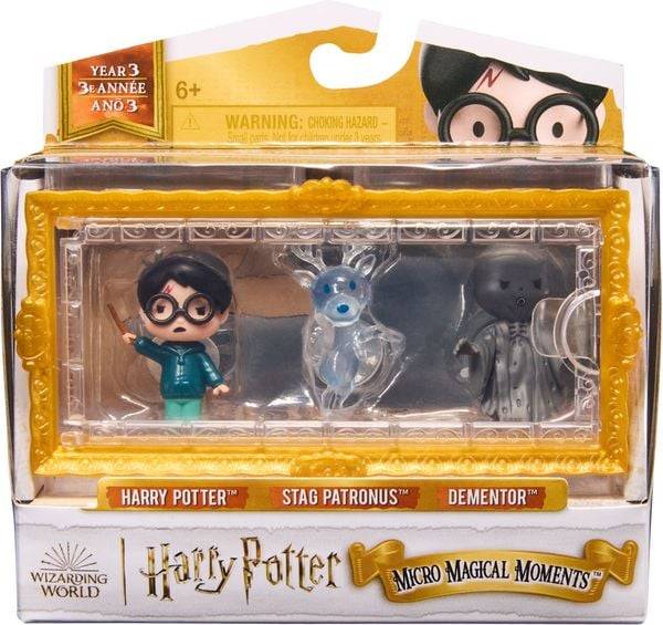 Wizarding World Harry Potter - Micro Magical Moments Sammelfiguren Multipack "Patronus" mit Harry Potter, Hirsch-Patronus, Dementor und Setzkasten