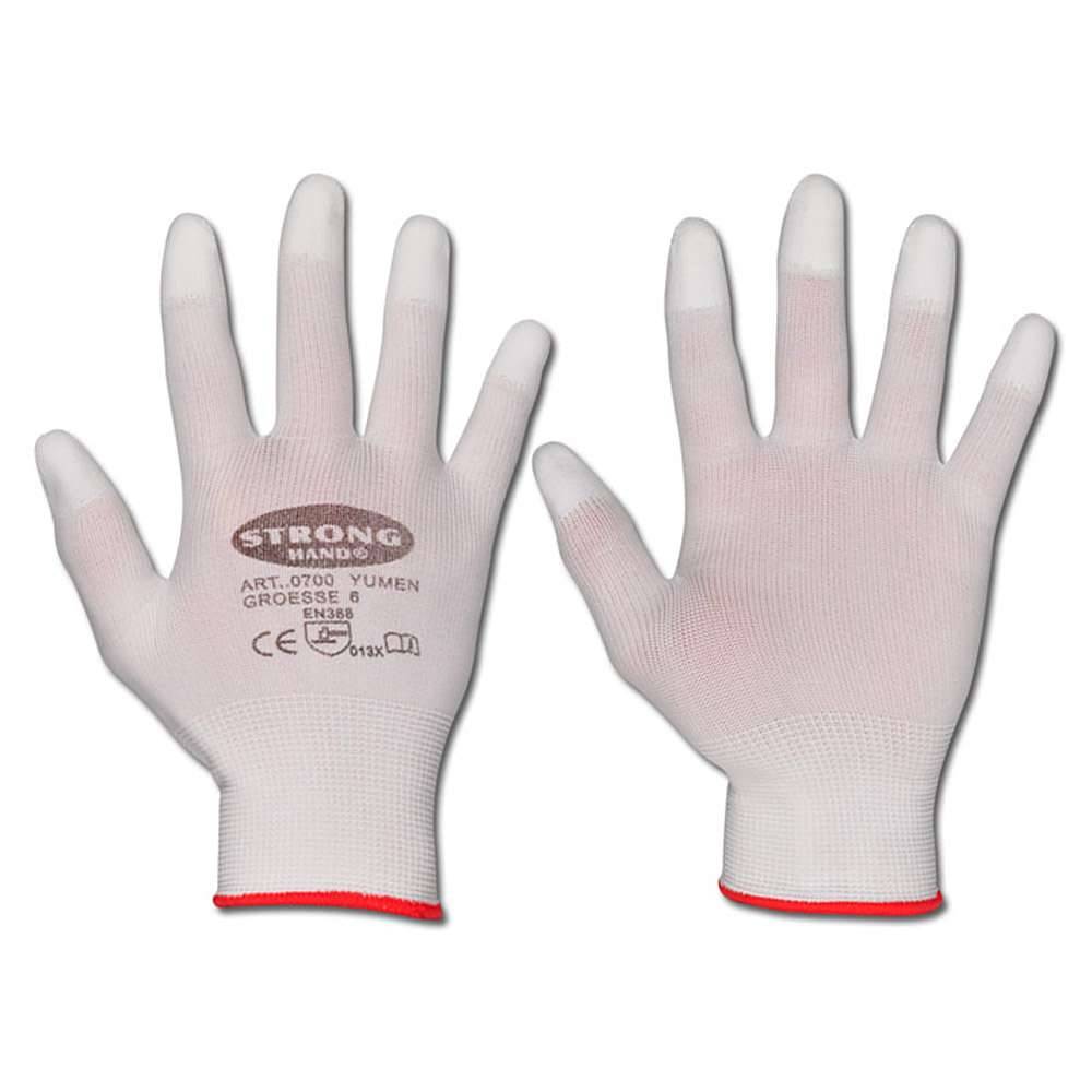 Arbeitshandschuh "Yumen" - Feinstrick Polyamid mit PU-Beschichtung - Farbe weiss - Norm EN 388 / Klasse 013x - Größe 6