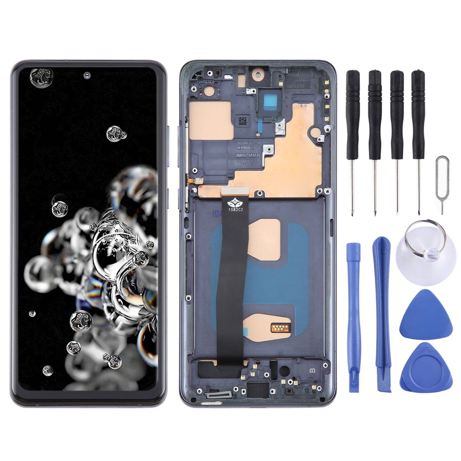 Für Samsung Galaxy S20 Ultra 4G / 5G Display Full TFT LCD mit Rahmen Einheit Touch Ersatzteil Reparatur Schwarz (ohne Fingerprint)