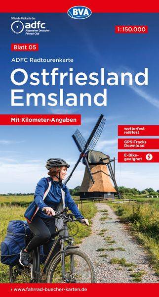 ADFC-Radtourenkarte 5 Ostfriesland / Emsland 1:150.000, reiß- und wetterfest, GP