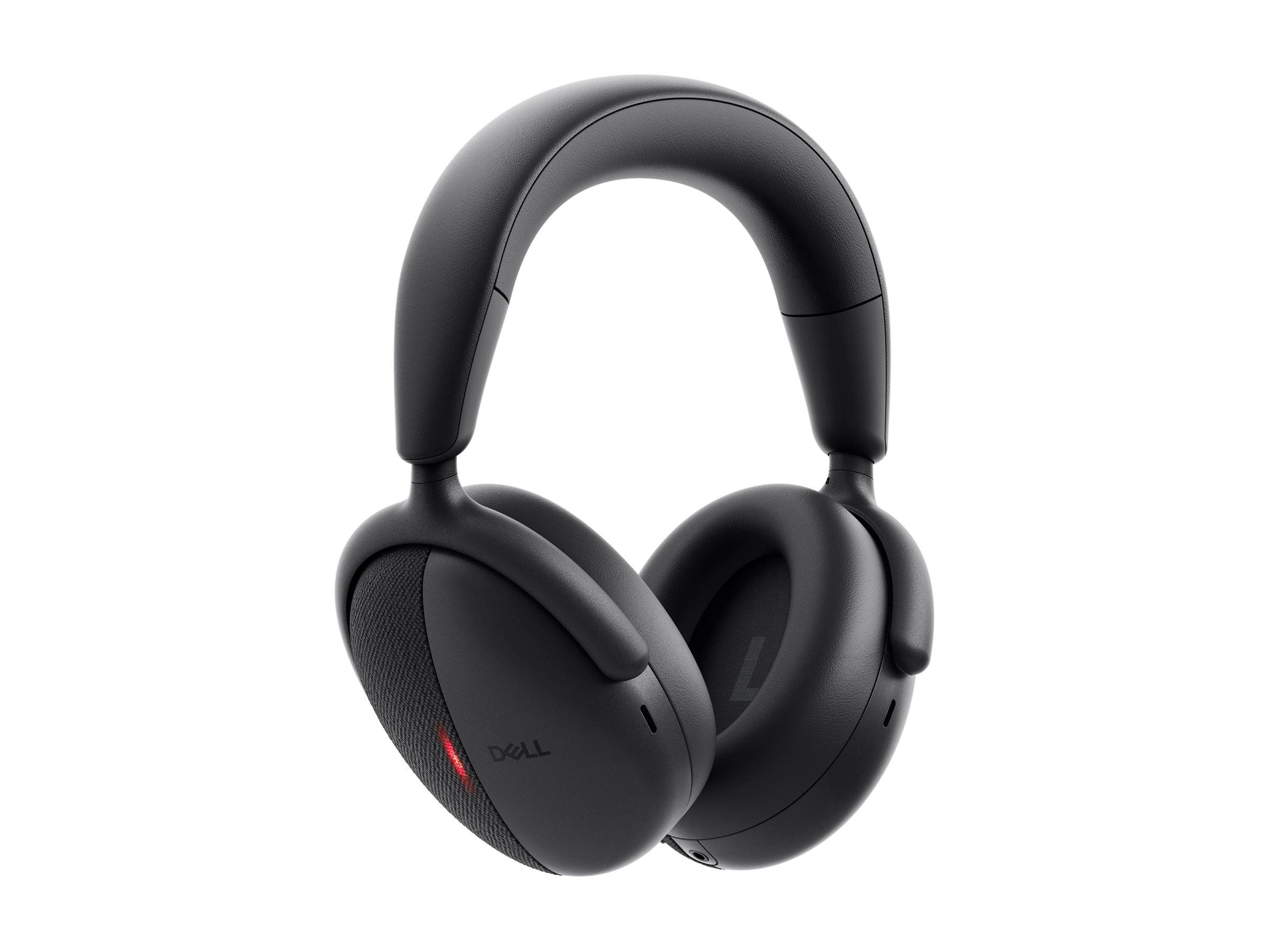 Schwarze kabellose Over-Ear-Kopfhörer isoliert auf weißem Hintergrund.