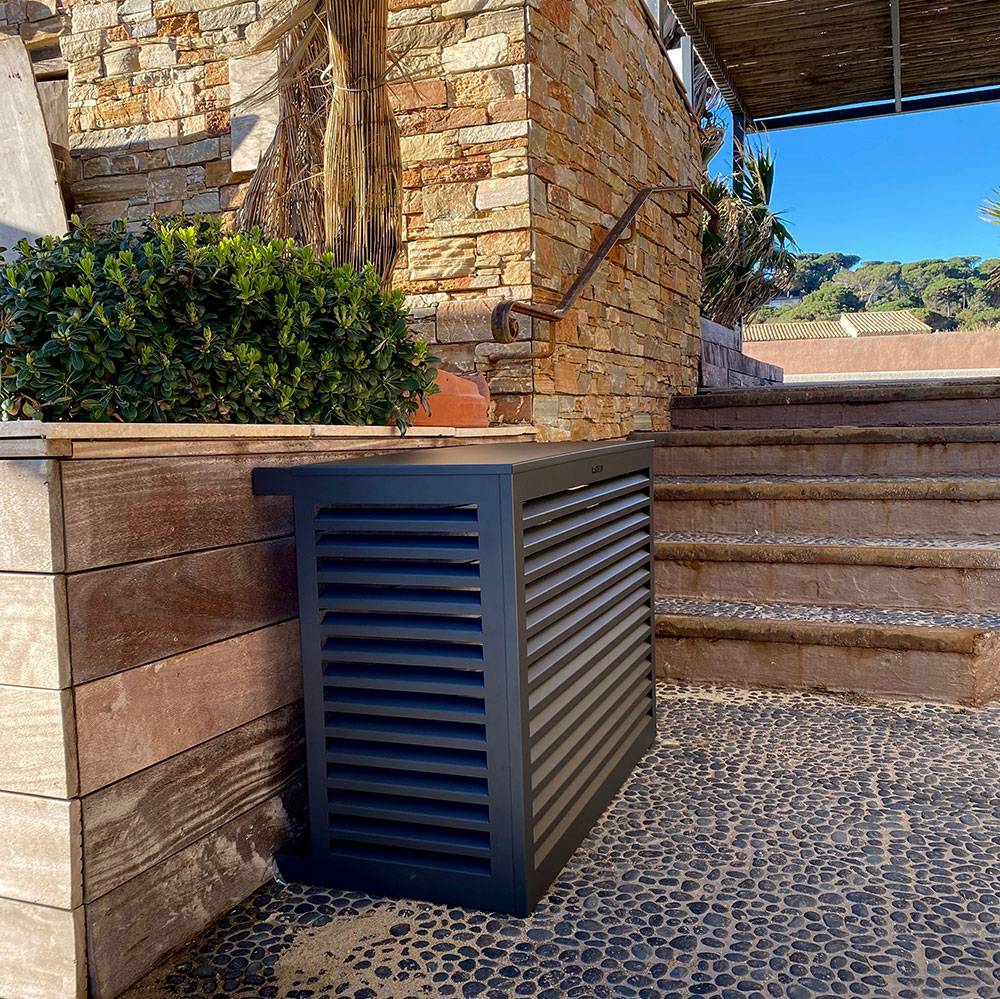 Verkleidung aus Aluminium | Schutzgitter für Klimaanlagen und Wärmepumpen | Größe:M,Farben:anthrazitgrau