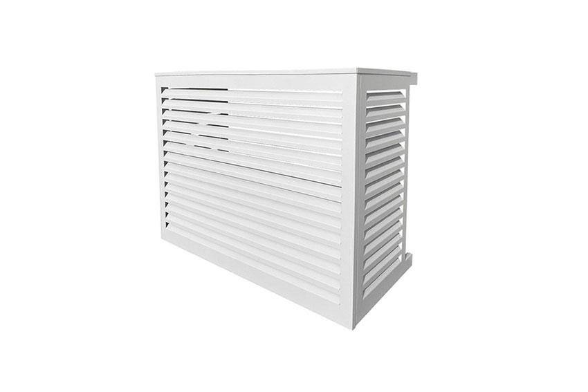 Verkleidung aus Aluminium | Schutzgitter für Klimaanlagen und Wärmepumpen | Farben:reinweiß,Größe:XL