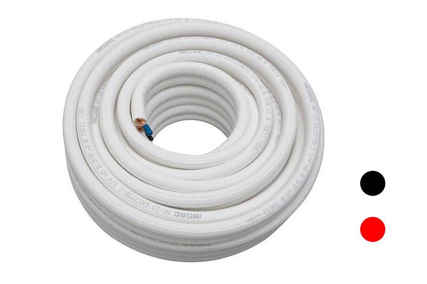 Isolierte Kupfer-Doppelleitung AP | Kältemittelleitung | Kältekupfer für Klimaanlagen | Länge:30 m,Größe:1/4 + 3/8