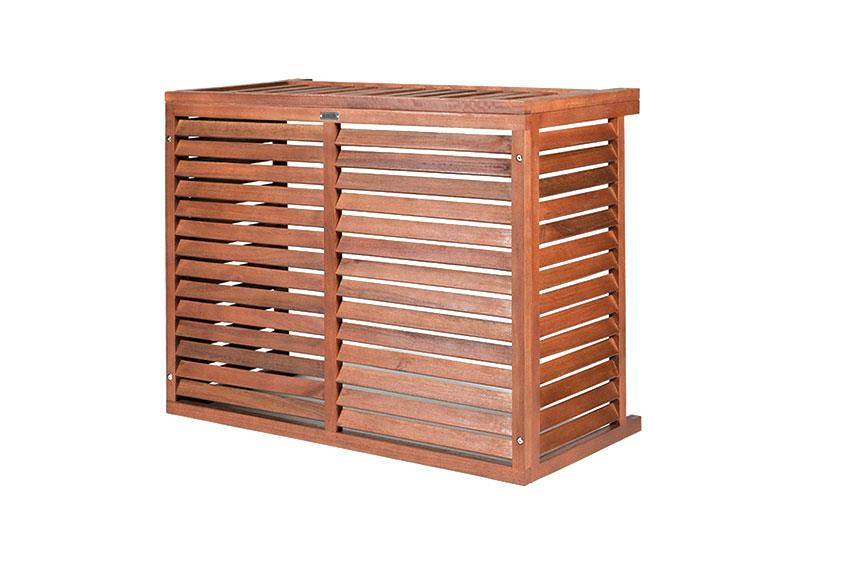 Verkleidung aus hochwertigen behandeltem Holz | Schutzgitter für Klimaanlagen und Wärmepumpen | Größe:L