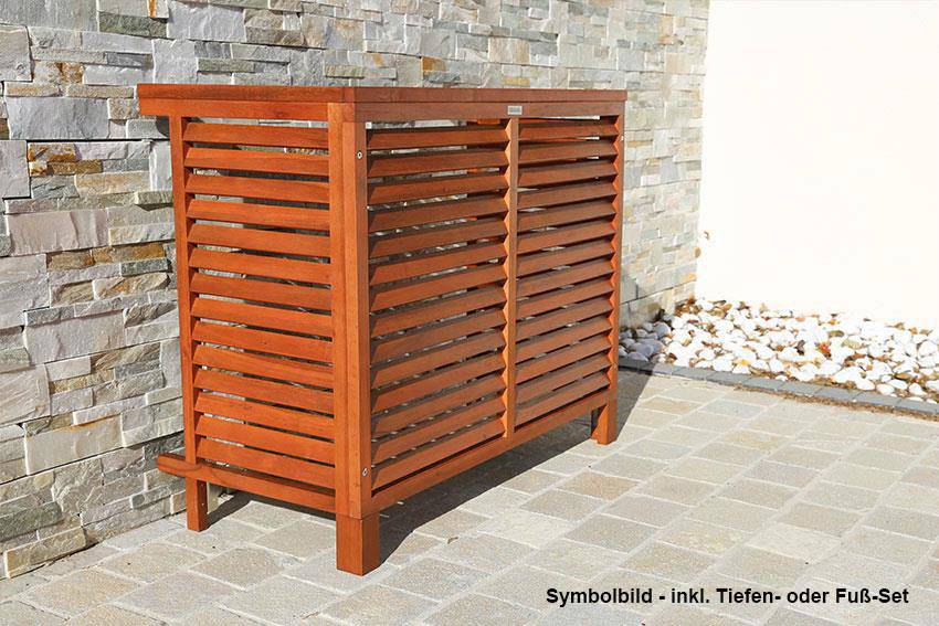 Verkleidung aus hochwertigen behandeltem Holz | Schutzgitter für Klimaanlagen und Wärmepumpen | Größe:S