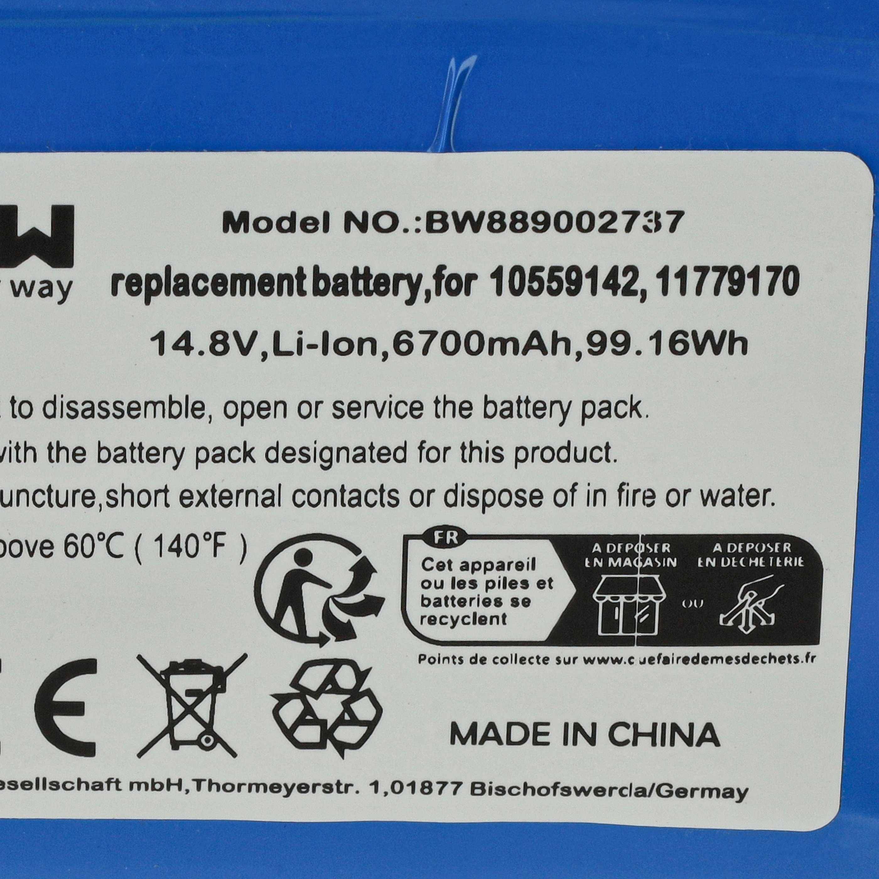 vhbw Akku kompatibel mit Miele Scout RX3, RX2 Saugroboter (6700 mAh, 14,8 V, Li-Ion, ohne Gehäuse)
