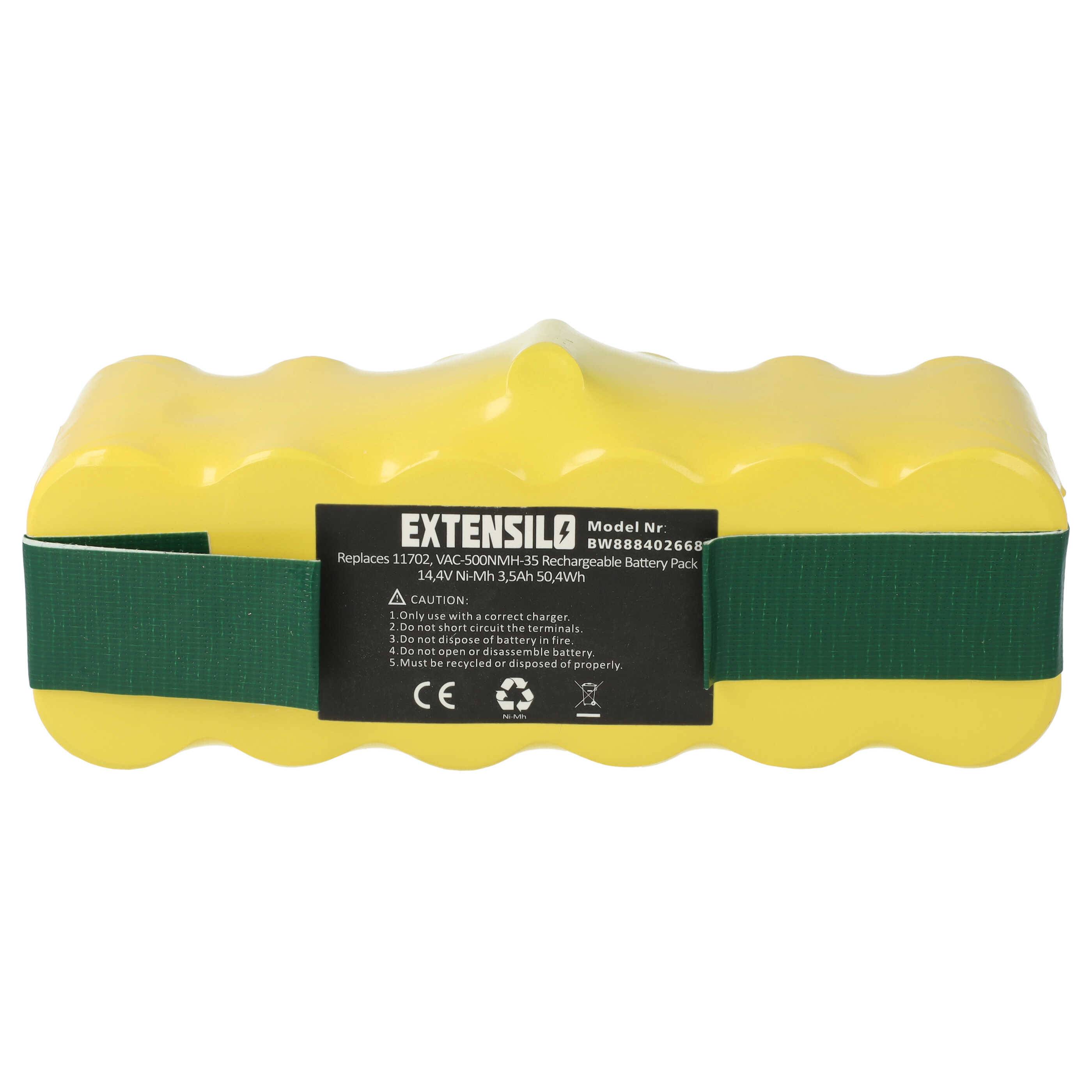EXTENSILO Akku Ersatz für 80501e, 80601, 11702, 68939, 80501, 855714, 4419696 für Saugroboter (3500 mAh, 14,4 V, NiMH)