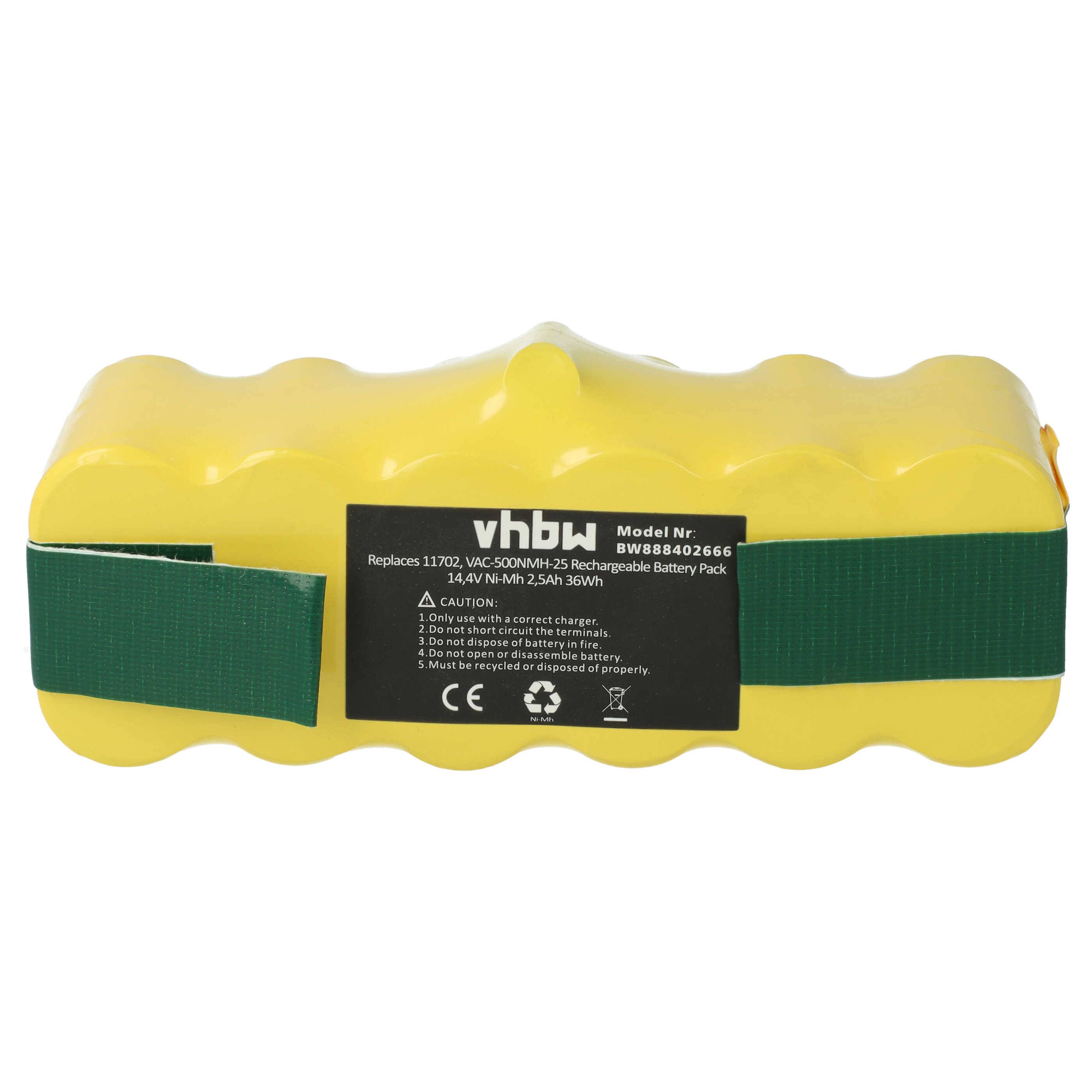 vhbw Akku Ersatz für R3-500, SP530-BAT, VAC-500NMH-33 für Saugroboter (2500 mAh, 14,4 V, NiMH)