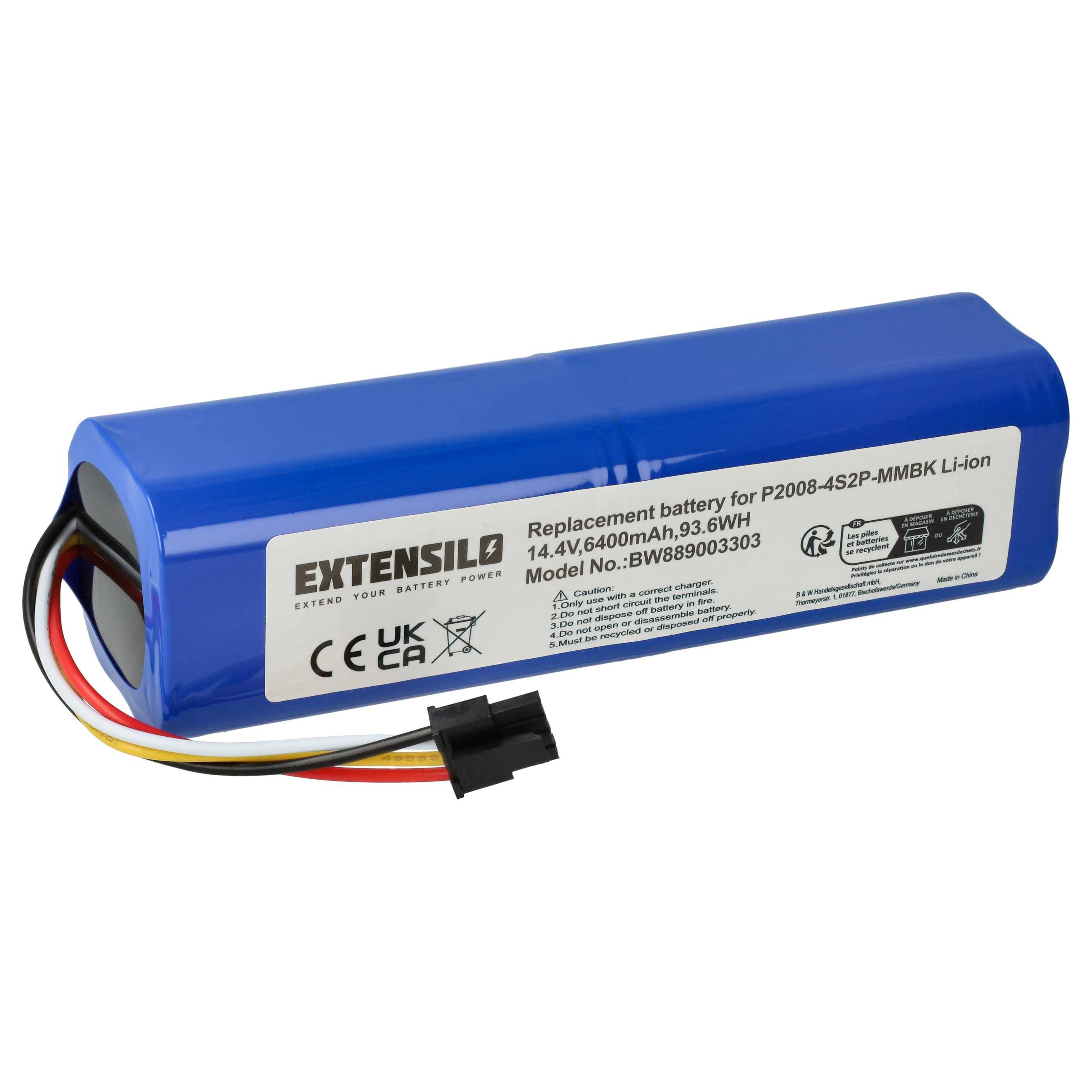 EXTENSILO Akku kompatibel mit Dreame RVS5-WH0, W10, W10 Pro, X20 Pro, RLS6LADC6, RLS6LADC-6 Saugroboter (6400 mAh, 14,4 V, Li-Ion)