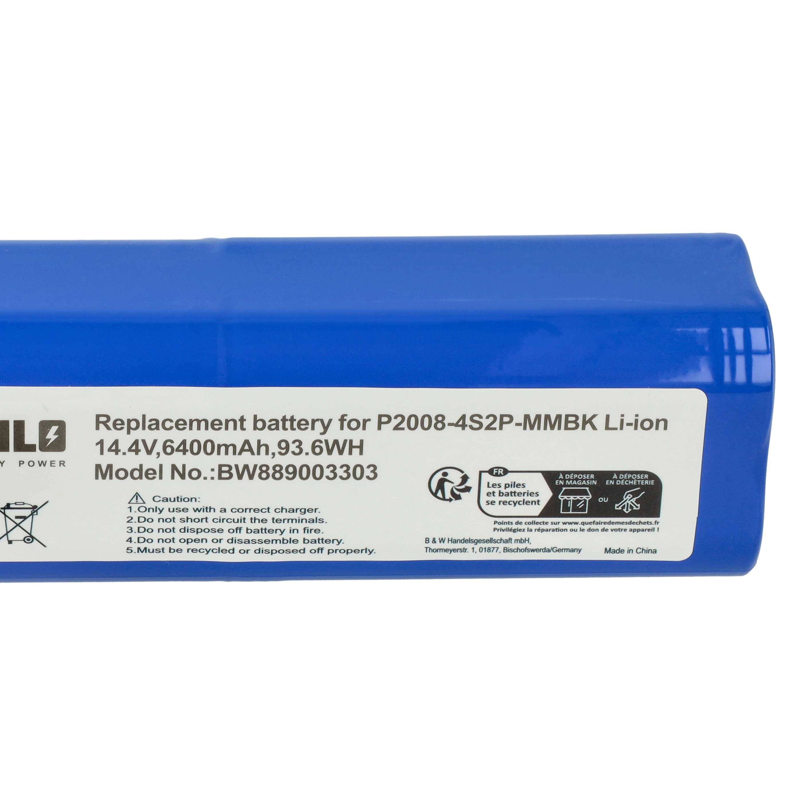 EXTENSILO Akku kompatibel mit Dreame D9 Max, D9, D10 Plus, D10s, D10, D9 Pro, F9, Bot L10 Ultra Saugroboter (6400 mAh, 14,4 V, Li-Ion)