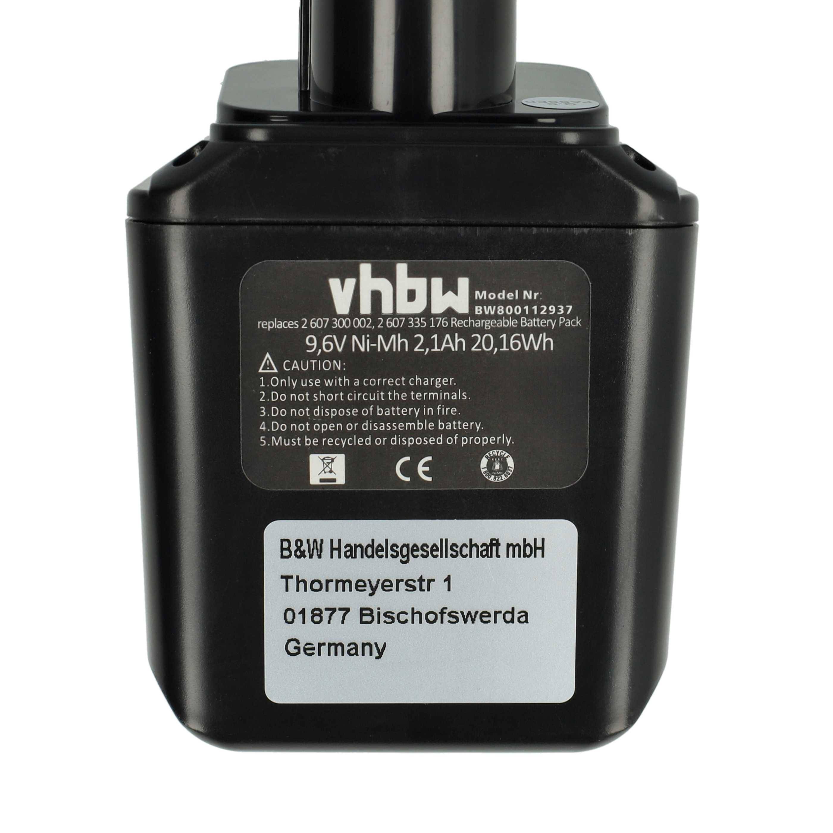 vhbw 2x Akku Ersatz für Bosch 2607335103, 2607335095, 2 607 335 103, 2 607 335 095 für Werkzeug (2100 mAh, NiMH, 9,6 V)