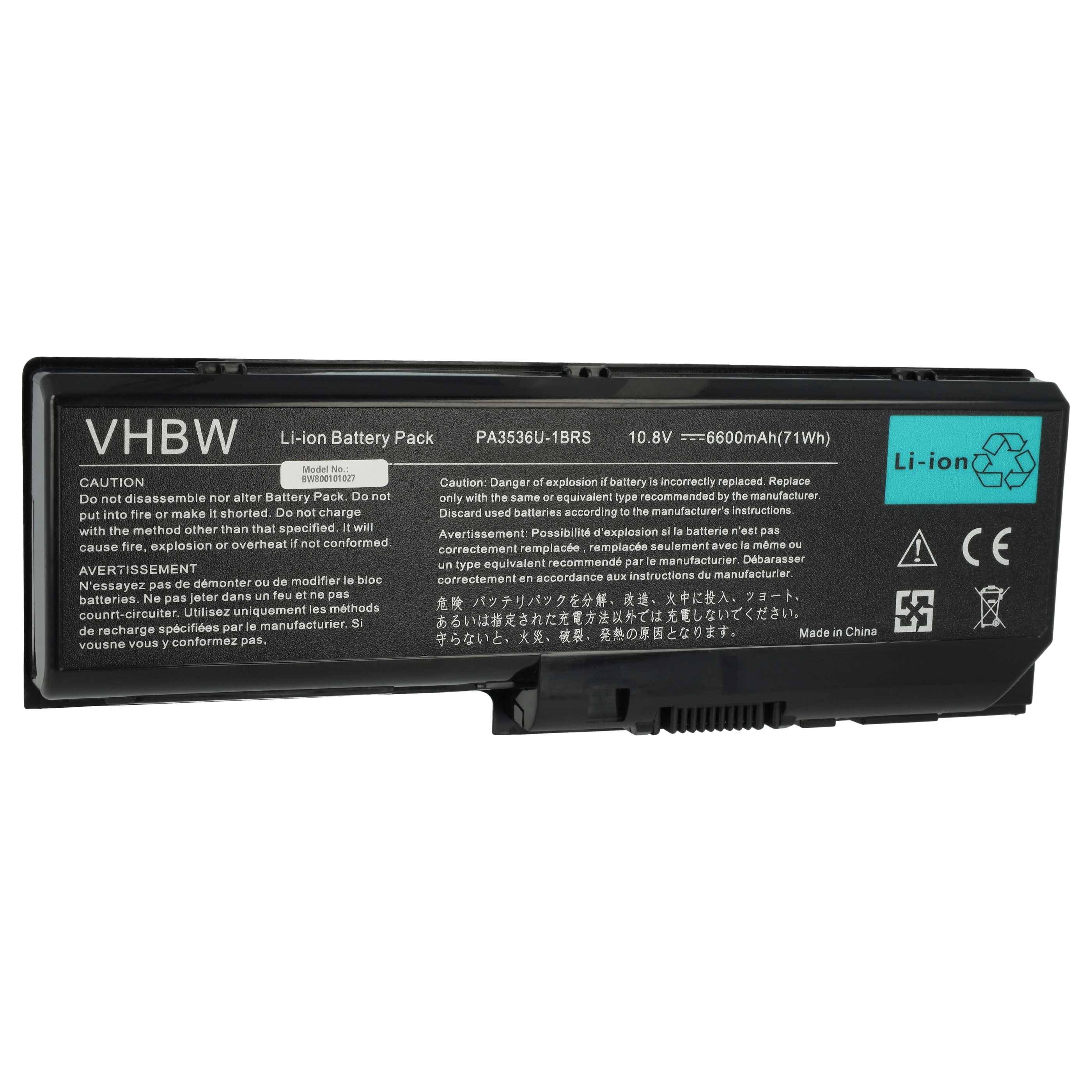 vhbw Akku Ersatz für Toshiba PABAS101 | für Notebook (6600 mAh, 11,1 V, Li-Ion)