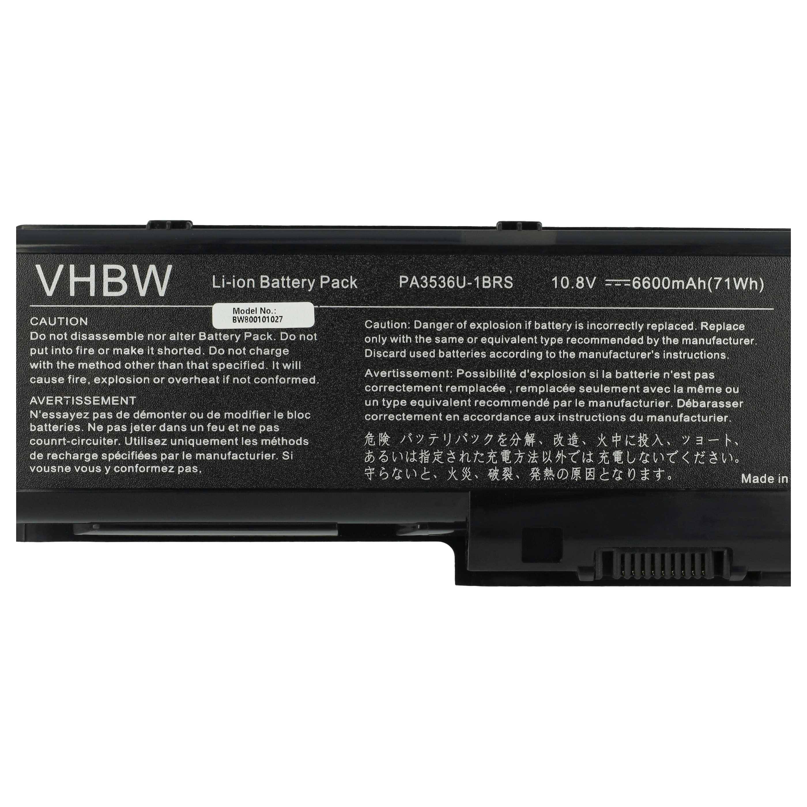 vhbw Akku Ersatz für Toshiba PABAS101 | für Notebook (6600 mAh, 11,1 V, Li-Ion)