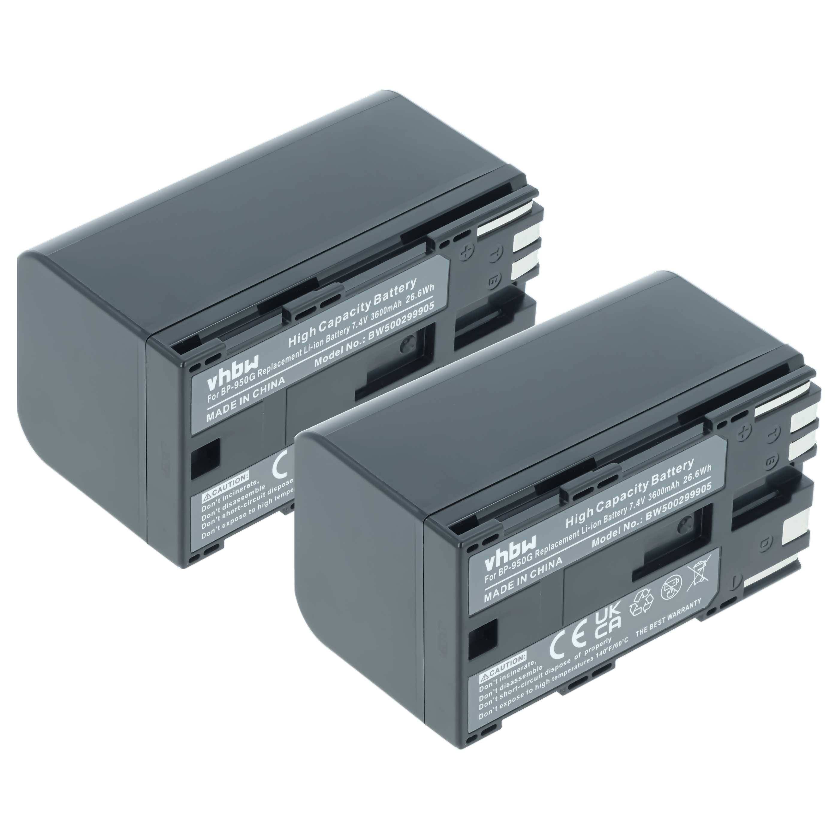 vhbw 2x Akku kompatibel mit Canon XL H1S, XM2 Videokamera Camcorder (3600 mAh, 7,4 V, Li-Ion)