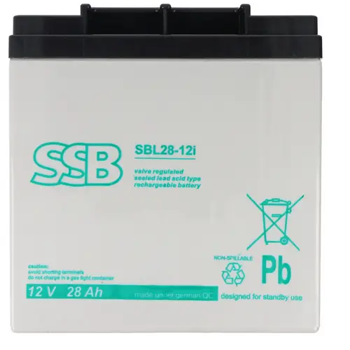 SSB SBL28-12i Akku 12 Volt 28 Ah 165 x 125 x 175 mm mit M5 Schraubanschluss, passend für z.B. USV, Telekommunikation und SSB SBL28-12i Akku 12 Volt 28 Ah 165 x 125 x 175 mm mit M5 Schraubanschluss, passend für z.B. USV, Telekommunikation und