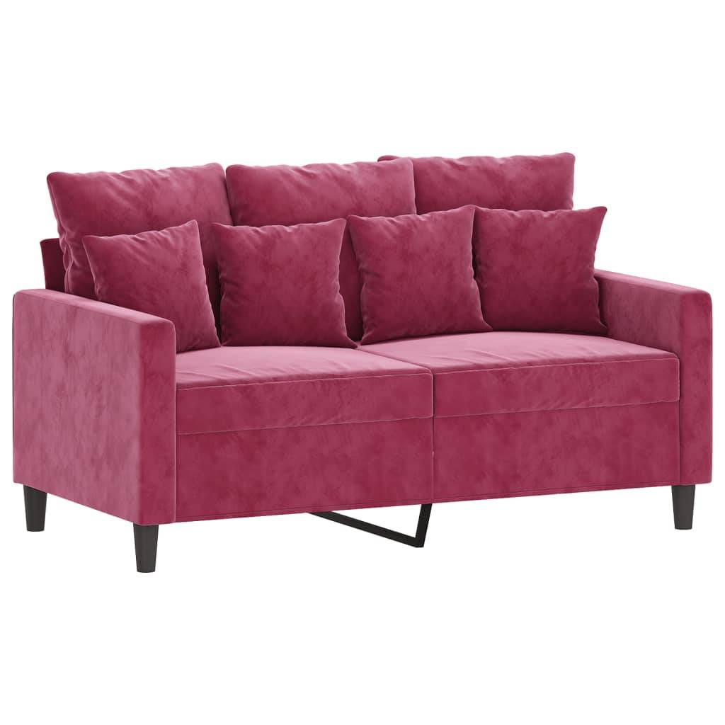 vidaXL 2-Sitzer-Sofa Weinrot 120 cm Samt