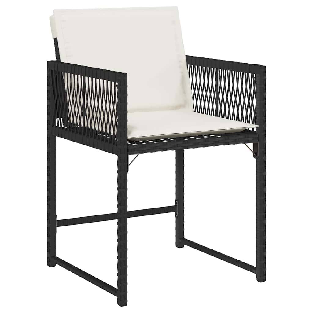 vidaXL Gartenstühle mit Kissen 4 Stk. Schwarz Poly Rattan