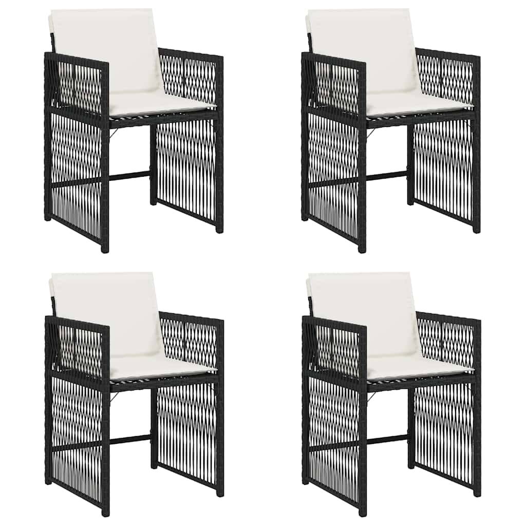 vidaXL Gartenstühle mit Kissen 4 Stk. Schwarz Poly Rattan