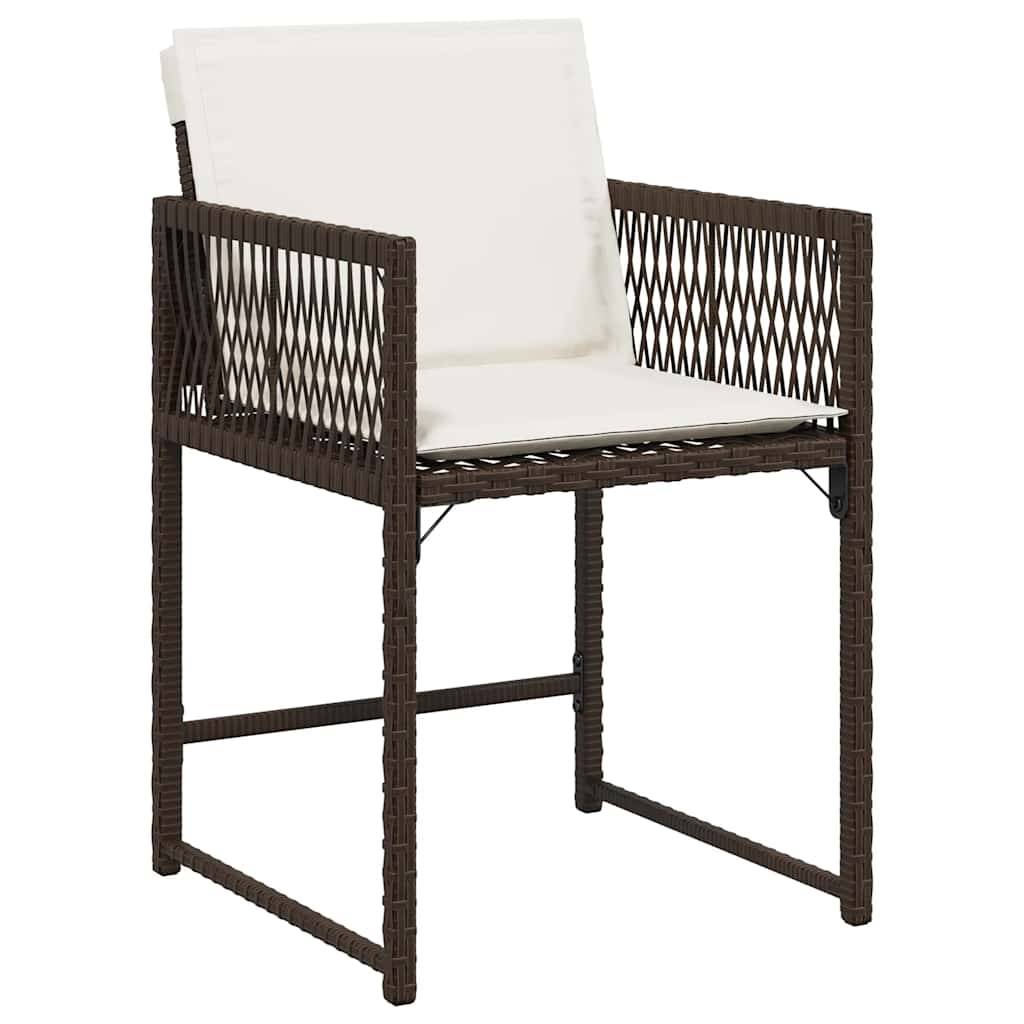 vidaXL Gartenstühle mit Kissen 4 Stk. Braun Poly Rattan