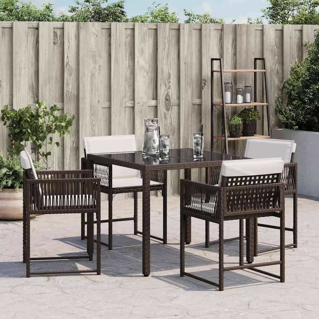 vidaXL Gartenstühle mit Kissen 4 Stk. Braun Poly Rattan
