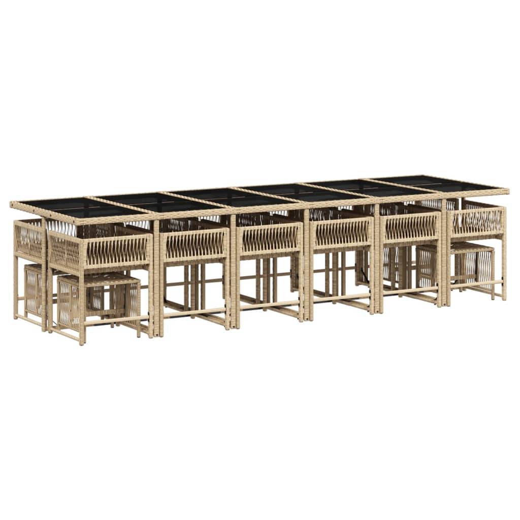 vidaXL 17-tlg. Garten-Essgruppe mit Kissen Beige Poly Rattan