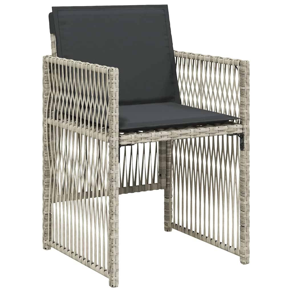 vidaXL 13-tlg. Garten-Essgruppe mit Kissen Hellgrau Poly Rattan