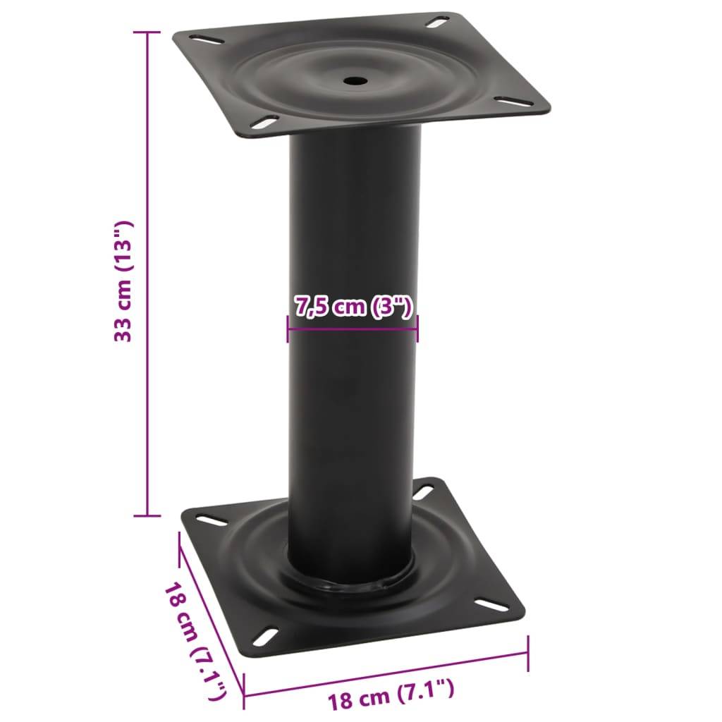 vidaXL Stuhlfuß für Bootssitz Schwarz 33 cm Stahl