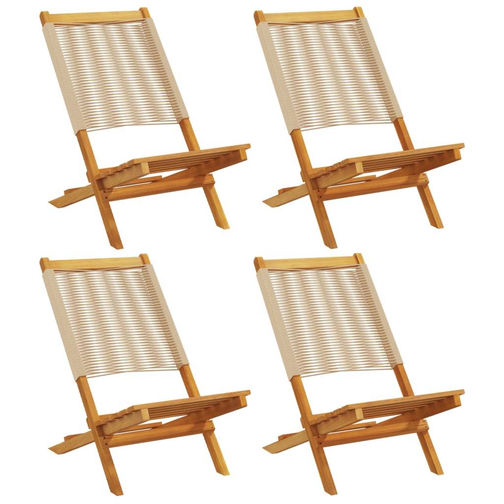 vidaXL Gartenstühle 4 Stk. Klappbar Beige Massivholz Akazie
