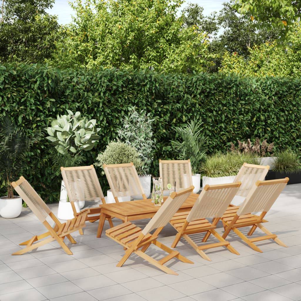 vidaXL Gartenstühle 8 Stk. Klappbar Beige Massivholz Akazie