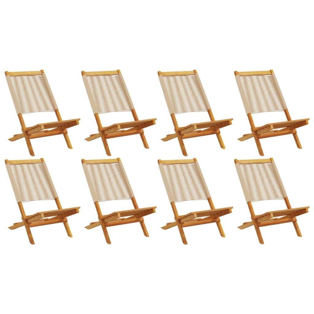 vidaXL Gartenstühle 8 Stk. Klappbar Beige Massivholz Akazie