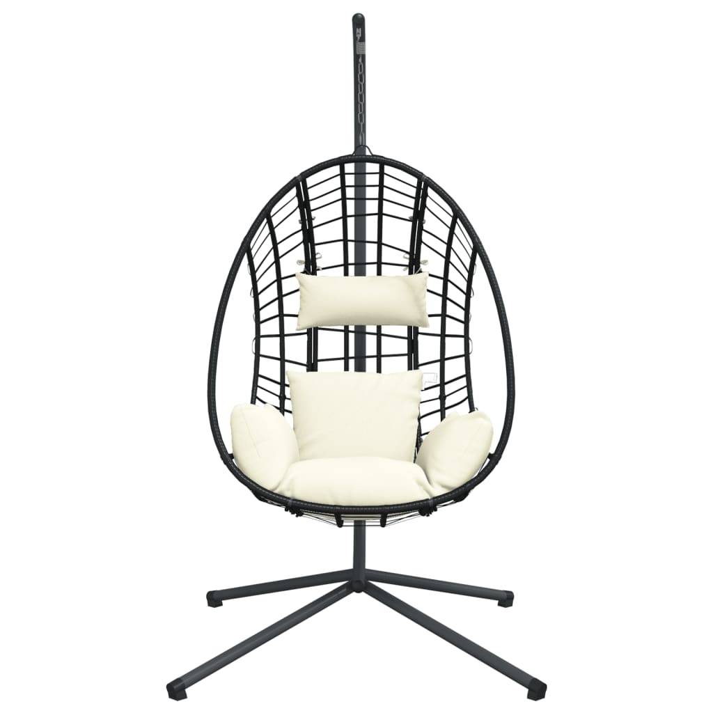 vidaXL Hängesessel Ei-Design mit Ständer Beige Rattan und Stahl