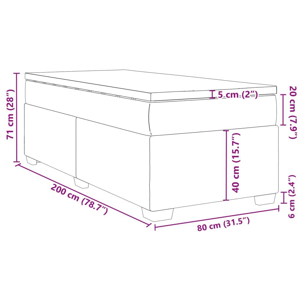 vidaXL Boxspringbett mit Matratze Grau 80x200 cm Kunstleder