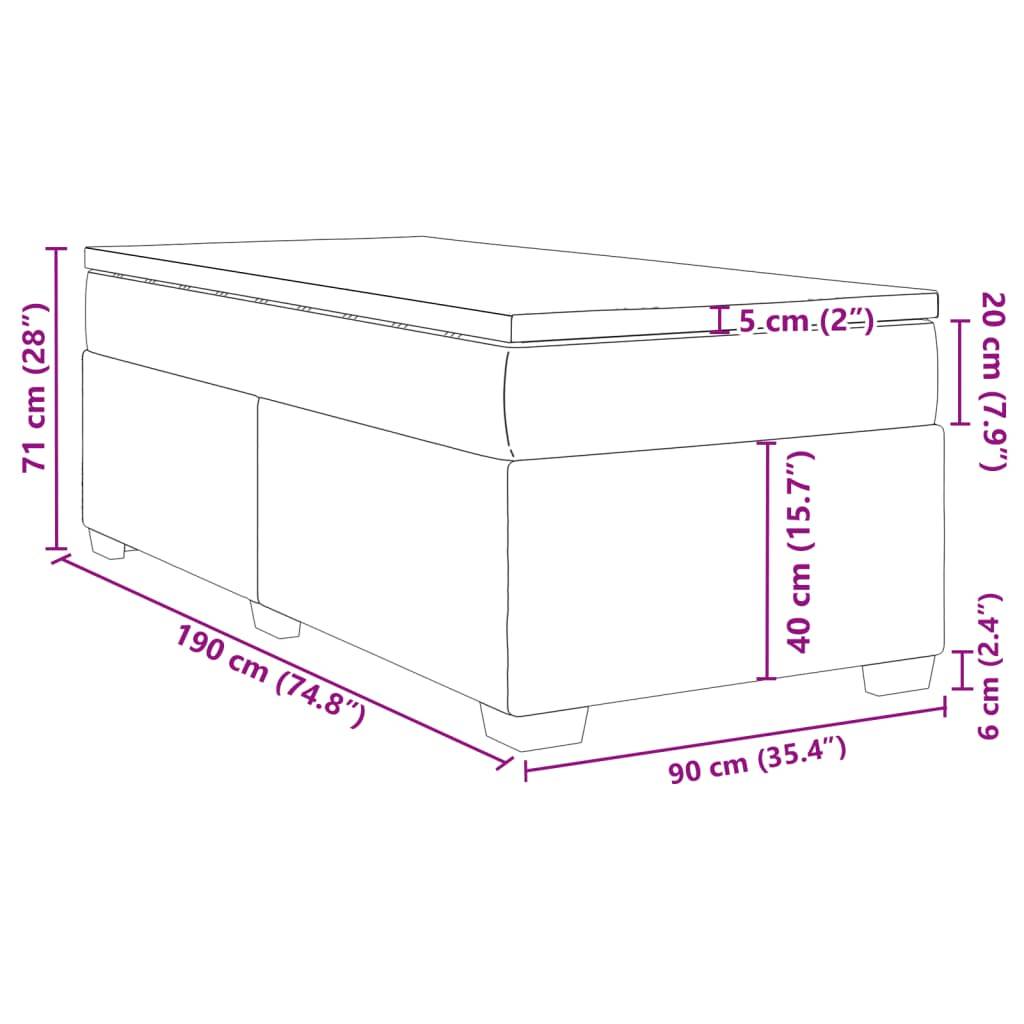 vidaXL Boxspringbett mit Matratze Schwarz 90x190 cm Kunstleder