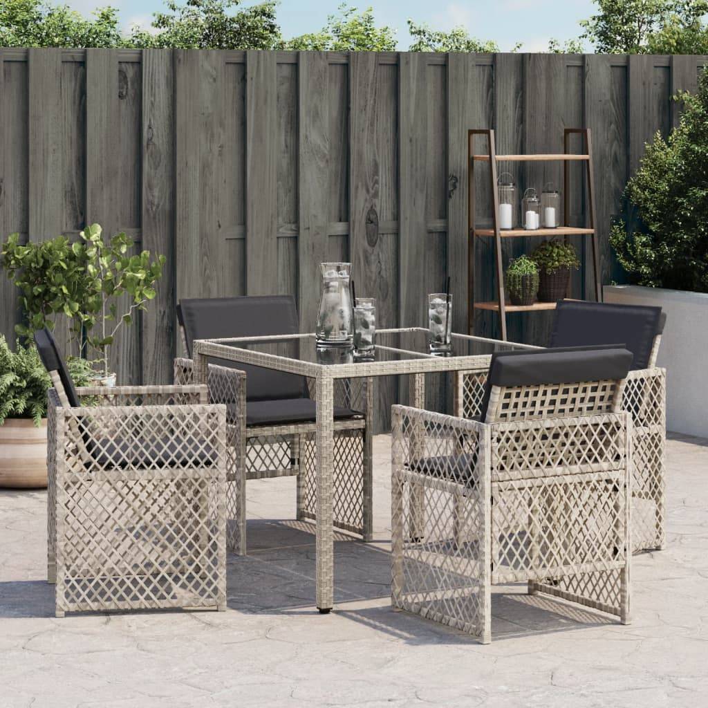 vidaXL Gartenstühle mit Kissen 4 Stk. Hellgrau Poly Rattan