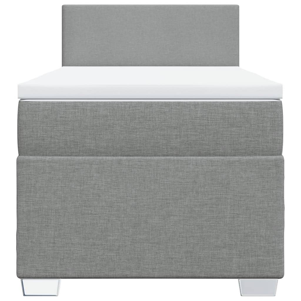 vidaXL Boxspringbett mit Matratze Hellgrau 90x200 cm Stoff