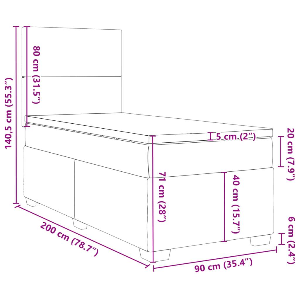 vidaXL Boxspringbett mit Matratze Creme 90x200 cm Stoff